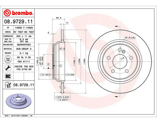 (1) Disco Solido Izq O Der Tra Mercedes-benz S500 03/06 Foto 2