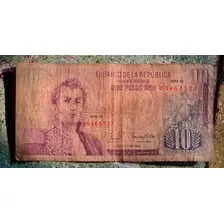 Billete De 10 Pesos Oro Serie Az De 7 De Agosto De 1980.