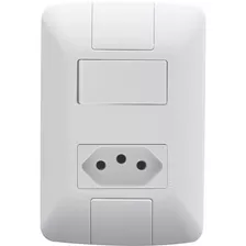 Conjunto 4x2 1 Interruptor 6a 250v 1 Tomada 2p+t Tramontina Cor Branco