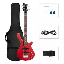 Bajo Eléctrico Glarry Gw101 36'' Color Rojo De Caoba