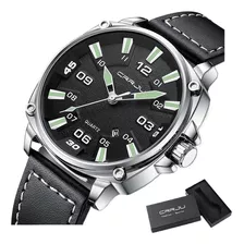 Reloj Crrju 5002 Calendar De Cuero Y Cuarzo Para Hombre