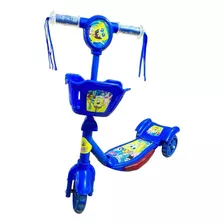 Patinete Bob Esponja Cesta Musical Infantil 3 Rodas Cor Azul