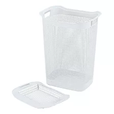 Canasta Para Ropa Plastica 50 Litros Cuadrada Blanca Rimax