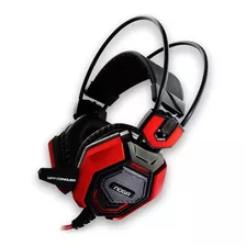 Auriculares Gamer Noga Conquer Headset Pc Potente+microfono Color Negro Con Rojo Color De La Luz Rojo