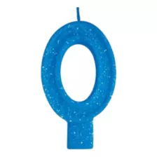 10 Velas Azul Aniversário Numero Big C/ Glitter Reifest 