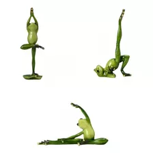 3 Figuras Divertidas De Rana De Yoga Para Oficina, Césped,