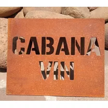 Placa Em Aço Corten Texto Vazado - 10cm X 10cm