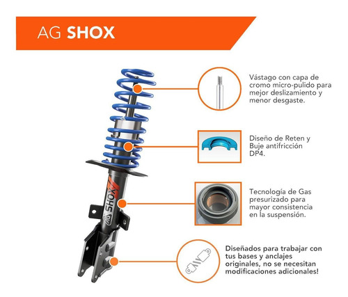 Ag Shox Amortiguadores Vastago Corto Vw Gti Mk5 Mk6 Jetta Foto 3