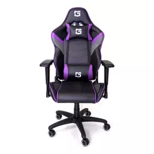 Silla Gamer Prometheus Brazos 4d Reclinable 180° Premium Color Violeta Con Negro