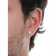 Brinco Masculino De Prata Pura 925 Diamante Sintético 6mm+nf