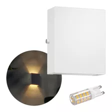 Arandela Externa Mini Slim Alumínio Parede Muro Branca Com Led Branco Quente 5w