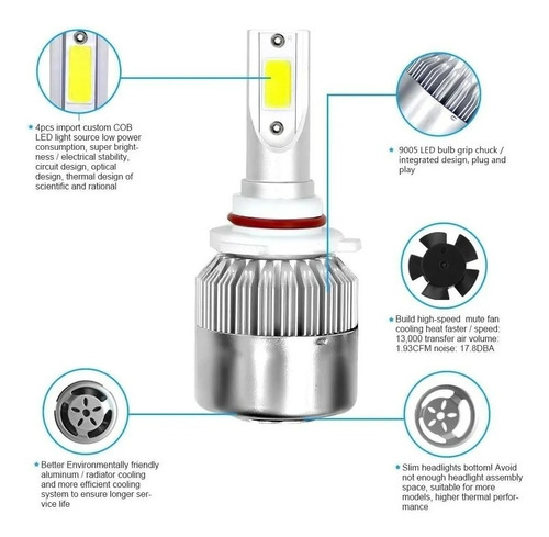 Faros Led C6 Luz Blanca H4 9007 Alta Baja Econmico Foto 4