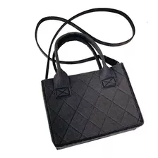 Bolso Cartera Cuadrado De Fieltro Con Asa Doble