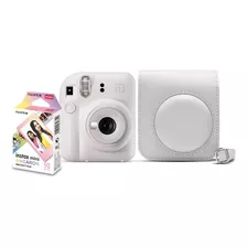Kit Câmera Instax Mini 12 Branca+pack 10 Fotos, Bolsa Branca