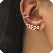 Caravanas Trepadoras En Strass Con Arete Dorado