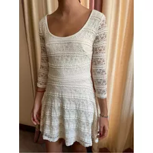 Vestido Mini Corto Fiesta Encaje Blanco Forever21 Impecable