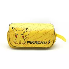 Estuche Grande Pikachu 3 Compartimentos Amarillo