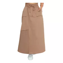 Saia Midi Feminina Moletinho Elastico Cintura Premium Oferta