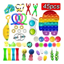 45pcs Pop It Sensorial Fidget Brinquedos Conjunto De Brinque