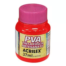 Tinta Pva Fosca Acrilex 37ml Para Artesanato Cores Diversas Cor Vermelho Fogo