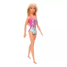 Muñeca Barbie Malla Rosa Con Flores Dia De Playa Ghh38