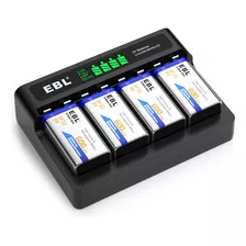 Ebl Baterias Recargables De 9 V, Paquete De 4 Con Cargador D