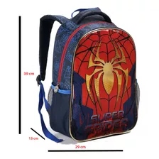 Mochila Infantil Masculina Aranha Dark Spider Costas Dl1012 Cor Azul