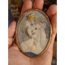 Antigua Pintura Sobre Tela Miniatura Madonna Italiana 