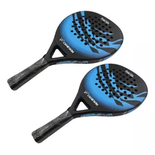Kit De 2 Raquetas De Pádel Profesional Fibra De Carbono Azul
