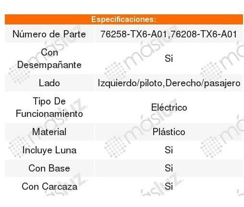 Par De Espejos Electricos Acura Ilx 2013 2014 Foto 2