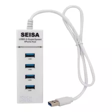 Hub Usb 4 Puertos 3.0 Multiplicador Luz Led 5 Gbps Seisa Color Blanco