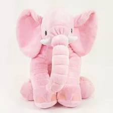 Almofada Elefante Pelúcia Rosa 50cm Travesseiro Antialérgico