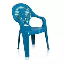 Cadeira De Plastico Infantil Poltrona Antares Azul Kit 16
