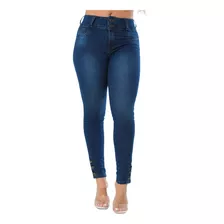 Calça Jeans Feminina Skinny Cintura Alta C/ Detalhe Na Barra