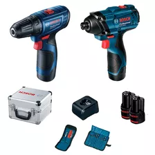 Kit Atornillador Gsr120 Y Llave De Impacto Gdr-120 12v Bosch Color Azul Frecuencia 0-1300/2600 & 0-400/1500