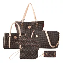 Set 6 Bolsas Mujer Cartera Estampada Moda Dama Cosmetiquera