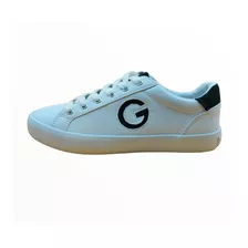 Tenis Guess Original Dama Blancos Con Logotipo Negro Peluche