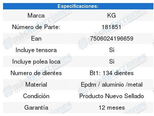 Set Distribucin Kg Peugeot Partner 1.6l 02 A 09 Foto 2