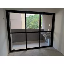 Porta Balcão Alumínio Preto, Três Folhas 2,30altx2,70larg