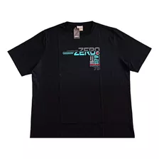 Remera Manga Corta Negra Para Hombres Con Estampa - Zero 