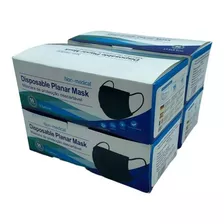 Caja De Cubrebocas Negro Para Adulto Tricapa 50 Pz