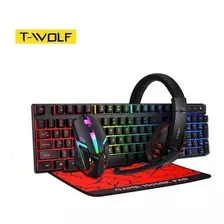 Kit Gamer 4en1 Teclado + Mouse + Mouse-pad + Audifnos T-wolf