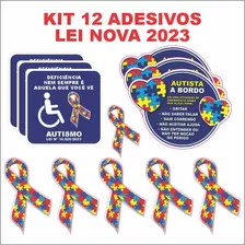 Lei Nova 12 Adesivos Símbolo Autista Para Carro Pcd 14.626