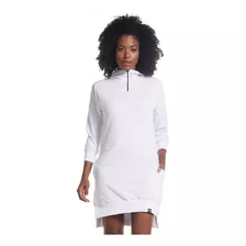 Blusão Longline Brohood Vestido Moletom Com Capuz Branco