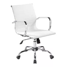 Sillón Ejecutivo Ecocuero Pata Cromada - Aluminium Baja Color Blanco