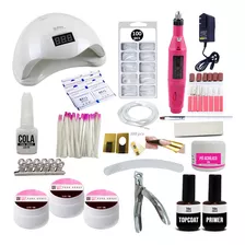 Kit Alongamento Unhas Acrygel Fibra Gel Lixa Eletrica Cabine