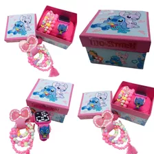 Relógio Infantil Lilo Stitch Led Caixa Pulseiras 4 Miçanga