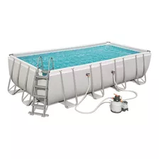 Piscina Estructural Rectangular Bestway 56466 Con Capacidad De 14812 Litros De 549cm De Largo X 274cm De Ancho Gris Claro Diseño Mosaico