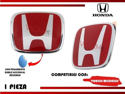 Emblema Para Volante Honda Autoadherible 4 X 5 Cm Rojo Foto 2