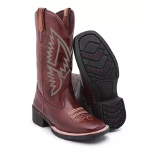 Bota Country Masculina Cano Longo Texana Bico Quadrado Couro